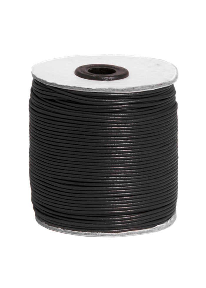Ziegenleder Rundriemen 1,5mm, 100m Rolle   Schwarz