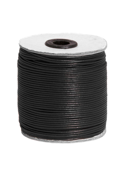 Ziegenleder Rundriemen 1,5mm, 100m Rolle   Schwarz