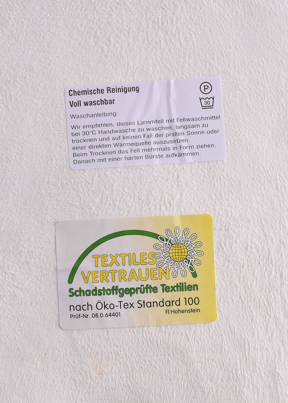 Neuseeland Schaffell 90 cm   Naturweiß mit dunklen Spitzen