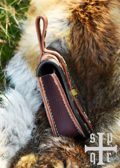 Birka Wikinger-Gürteltasche aus Leder &amp; Messing