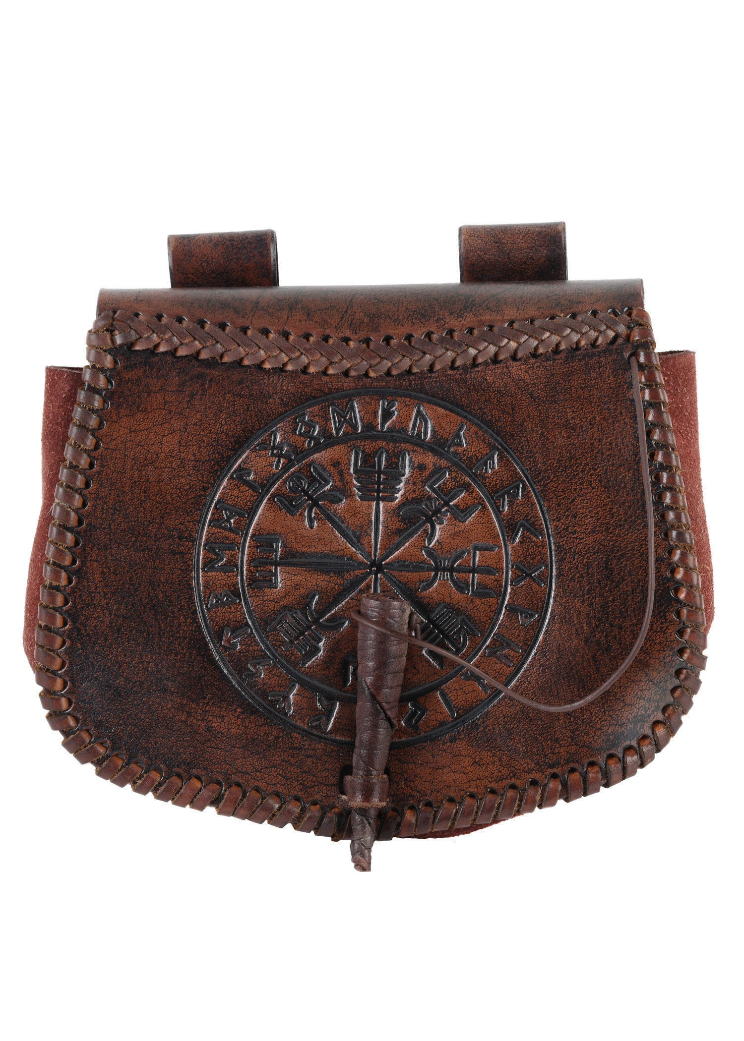 Leder Gürteltasche mit Vegvísir Prägung, Braun