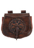 Leder Gürteltasche mit Vegvísir Prägung, Braun