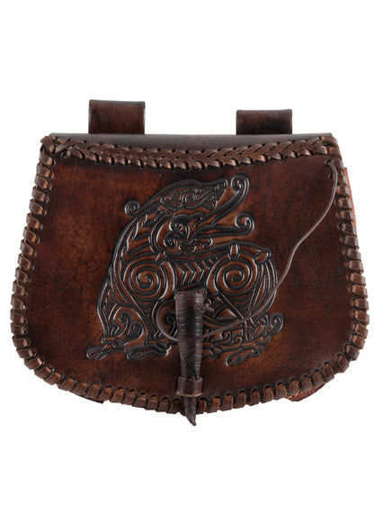 Leder Gürteltasche mit Drachen Prägung im Used Look