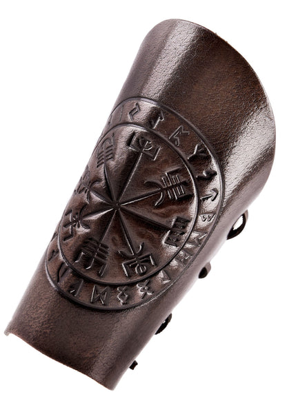 Leder Armschutz Vegvísir: Rustikaler Wikinger Style