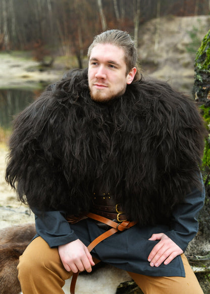 Berserker Schulterfell Schwarz   Echtes Nordlandschnuckenfell
