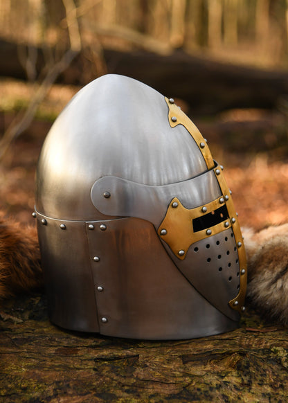 topfhelm mit klappbarem visier 1 6 mm stahl poliert