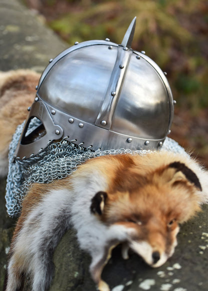 wikinger brillenhelm mit kettenbruenne 2 mm stahl