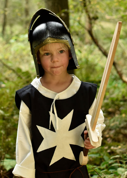 Kinder Ritter-Topfhelm mit Klappvisier aus Kunststoff