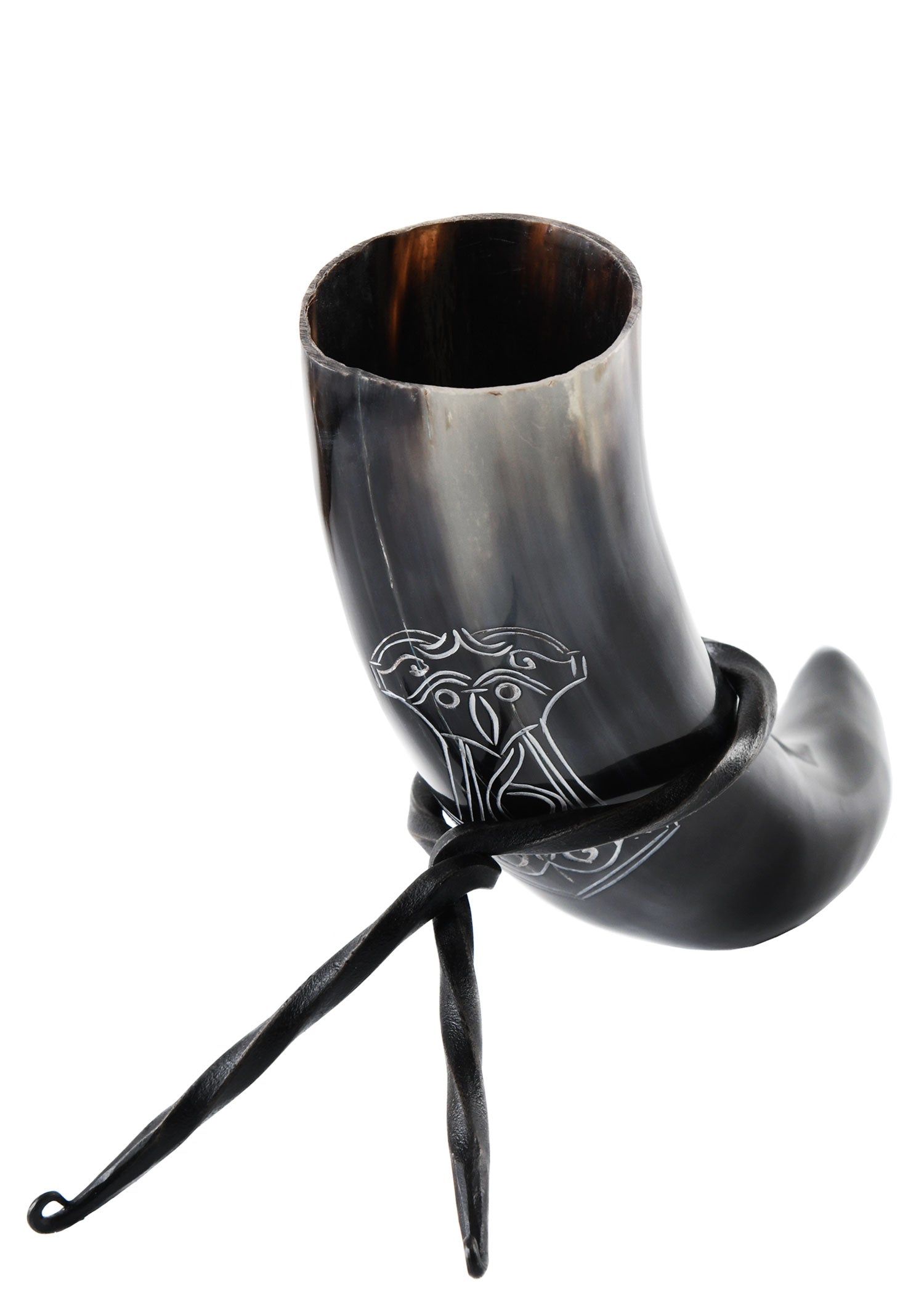 Trinkhorn mit Mjölnir Gravur &amp; Ständer
