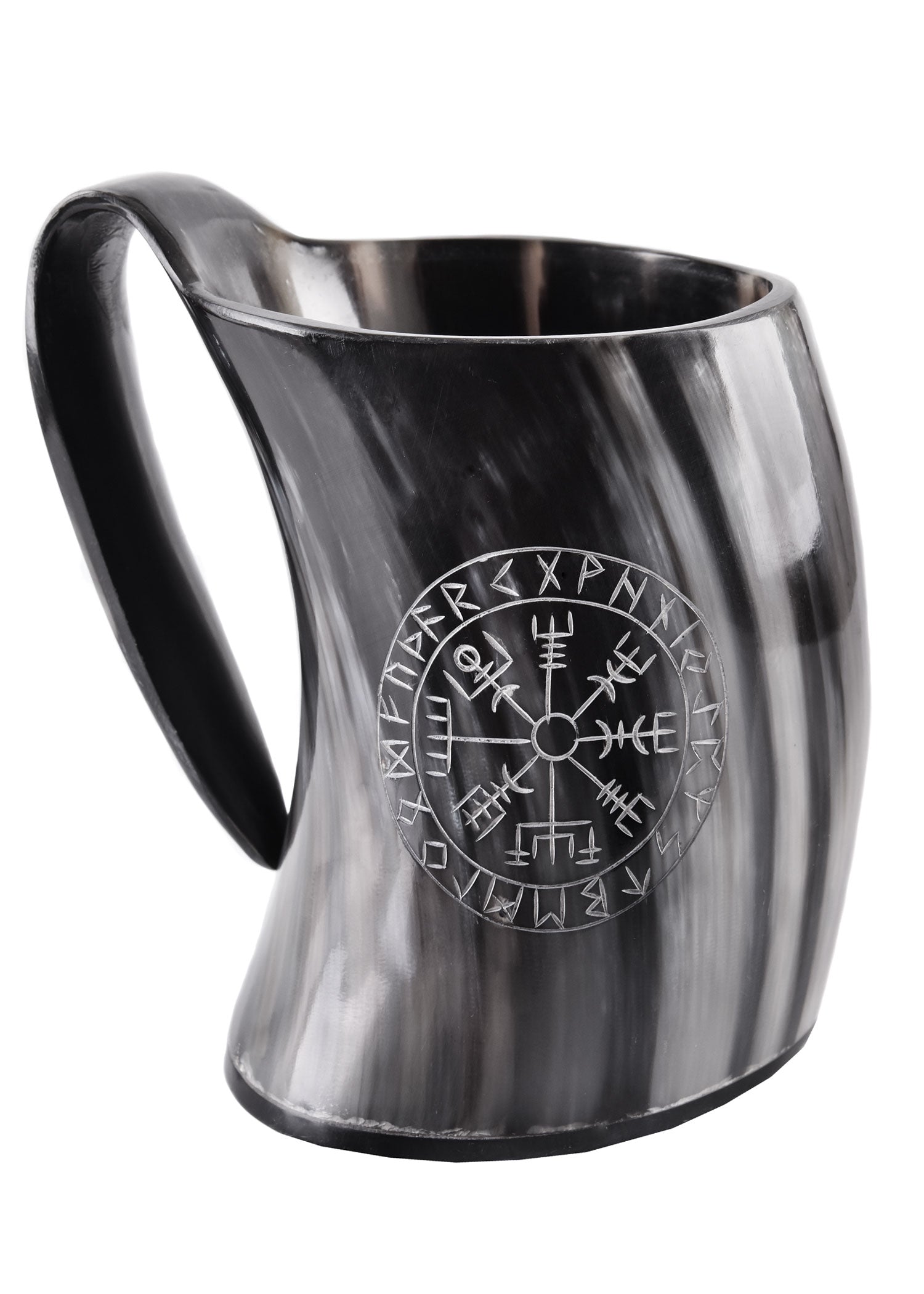 Horn Bierkrug Vegvísir – Handgefertigtes Unikat
