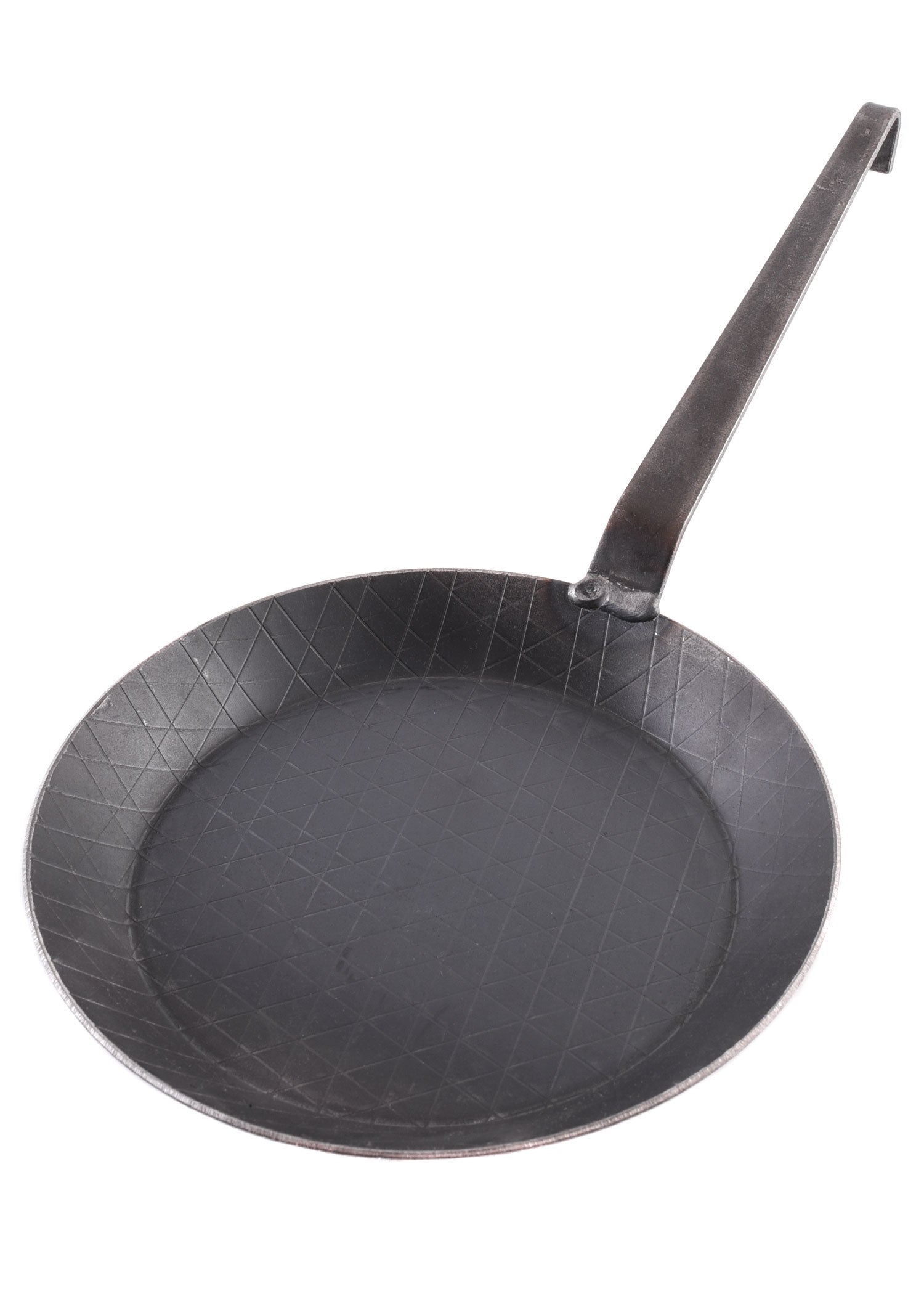 Rustikale Eisenpfanne 24cm mit geschmiedetem Hakenstiel
