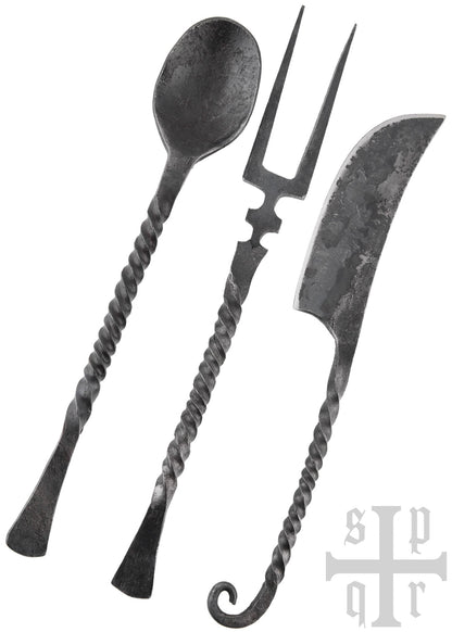 Schmiedeeisernes Mittelalter Besteckset, 3 tlg.