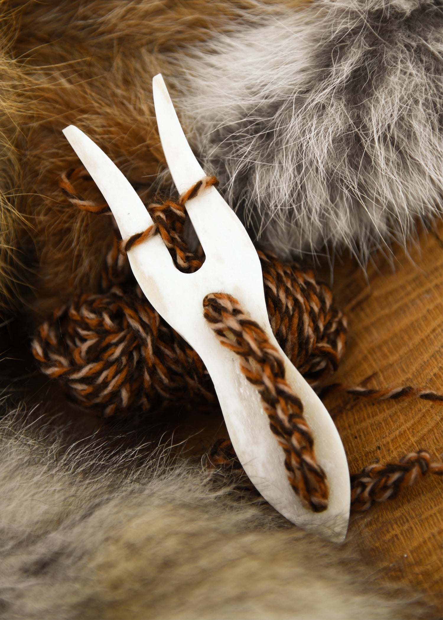 strickgabel aus knochen 12 cm