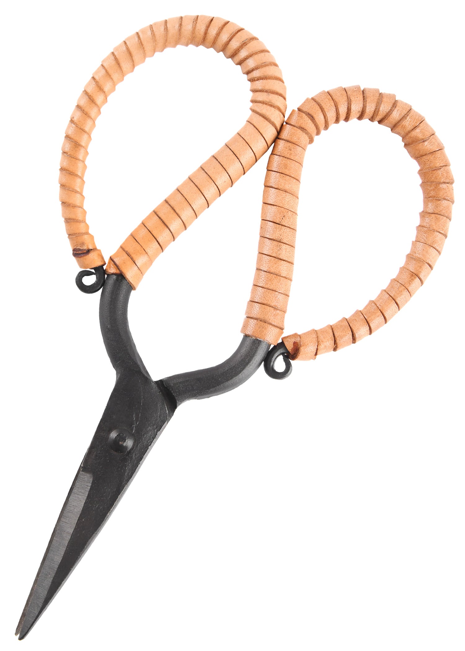 Handgeschmiedete Mittelalter Schere mit Ledergriff