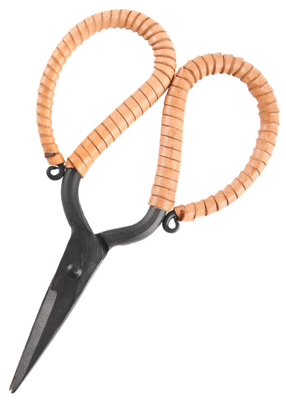 Handgeschmiedete Mittelalter Schere mit Ledergriff