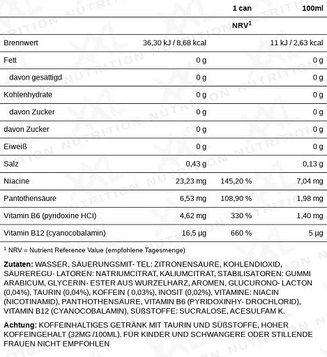 xxl nutrition energize white sugar free drink 6er 330ml inaktiv