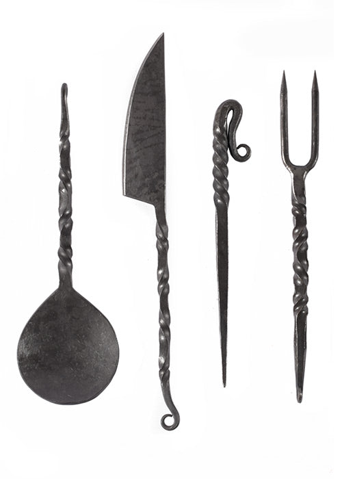 Rustikales Mittelalter Besteckset, 4 tlg. mit Lederscheide