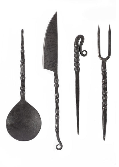 Rustikales Mittelalter Besteckset, 4 tlg. mit Lederscheide