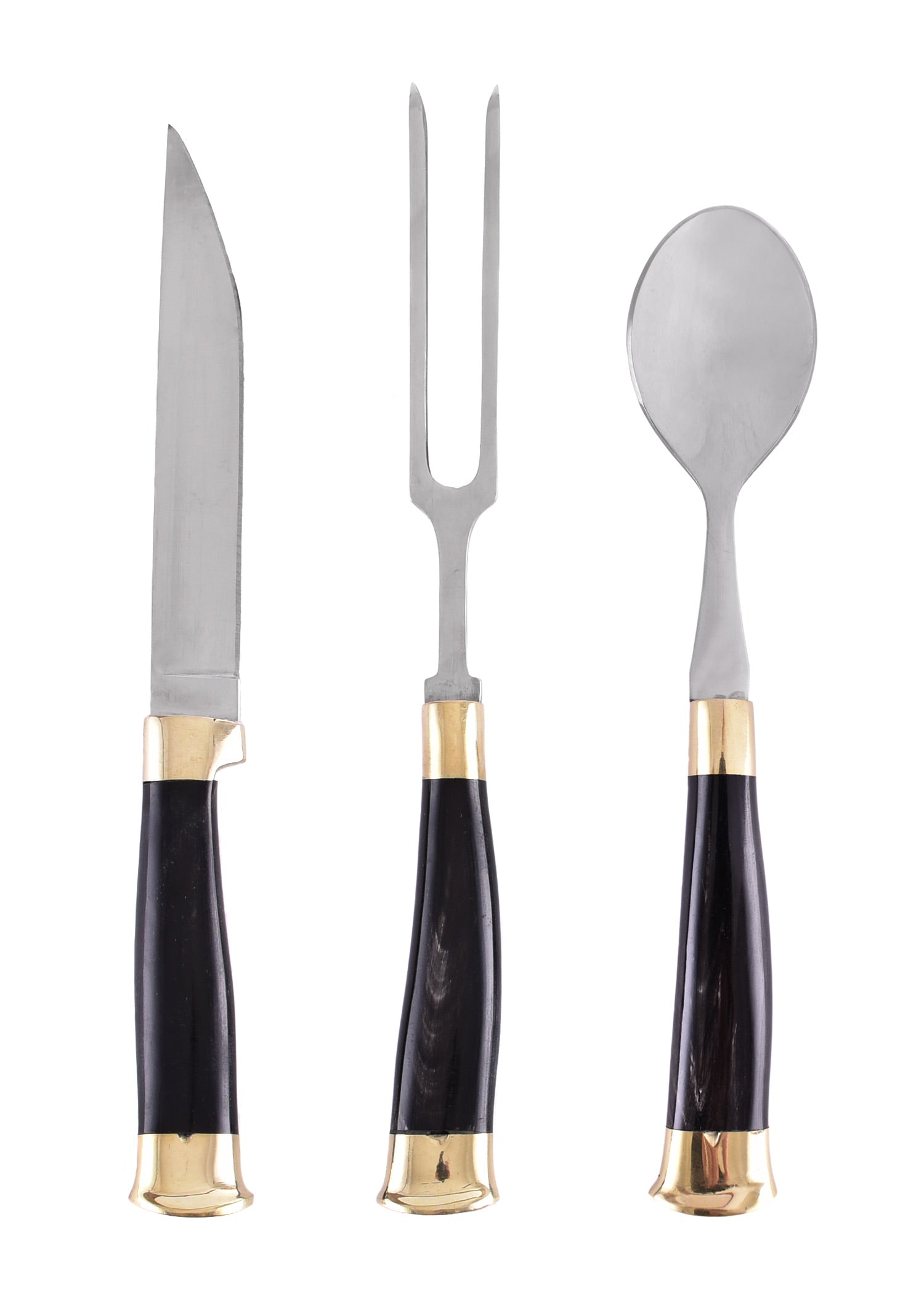 3er Mittelalter Besteckset mit Horngriff &amp; Lederetui