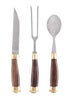 3 tlg. Mittelalter Besteckset mit Holzgriff & Lederetui