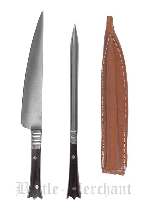 mittelalter essbesteck aus edelstahl inkl lederetui ca 14 cm