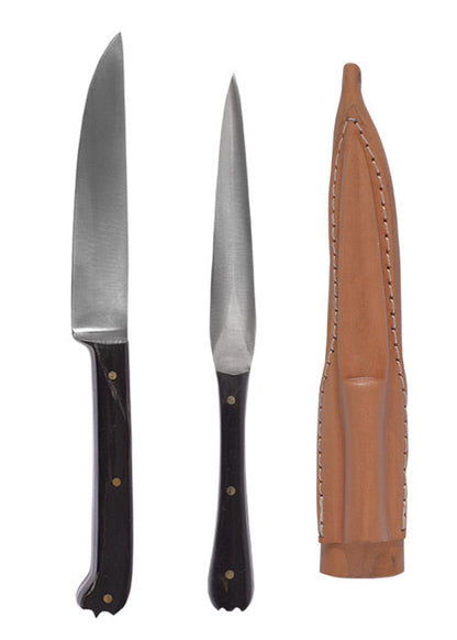 Mittelalter Besteck Set mit Horngriff &amp; Lederetui
