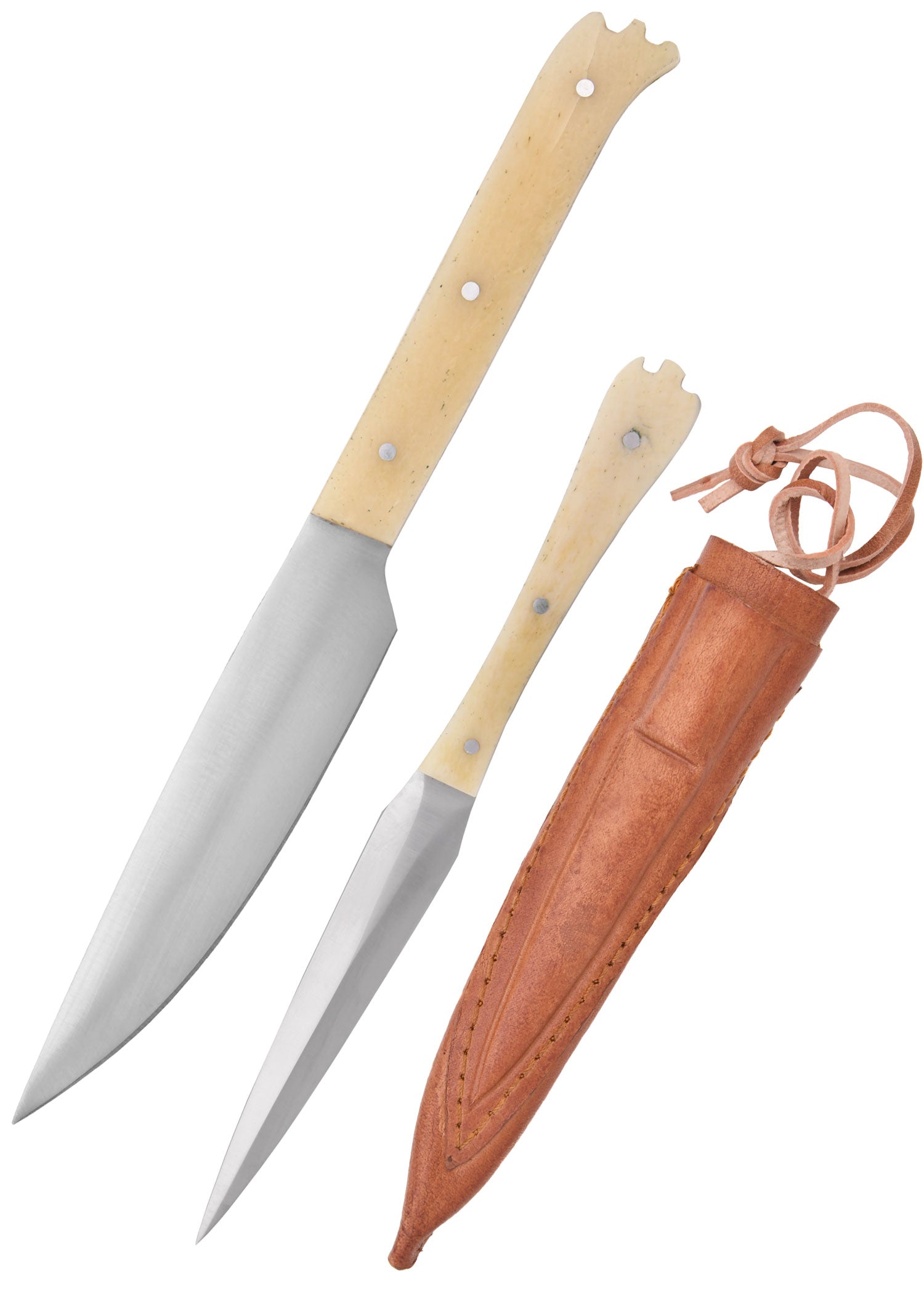 Mittelalter Besteck Set mit Knochengriff &amp; Lederetui
