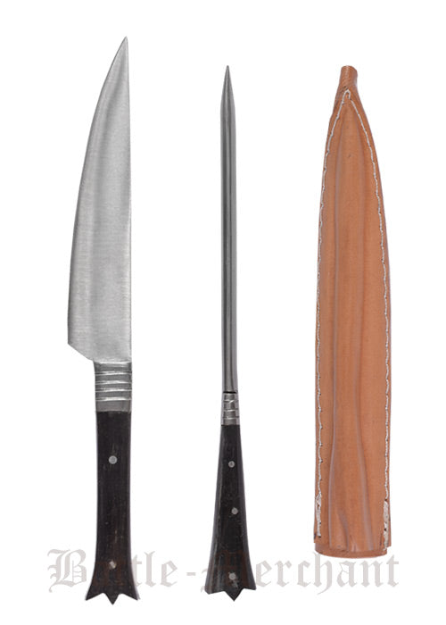 mittelalter essbesteck aus edelstahl inkl lederetui ca 19 cm