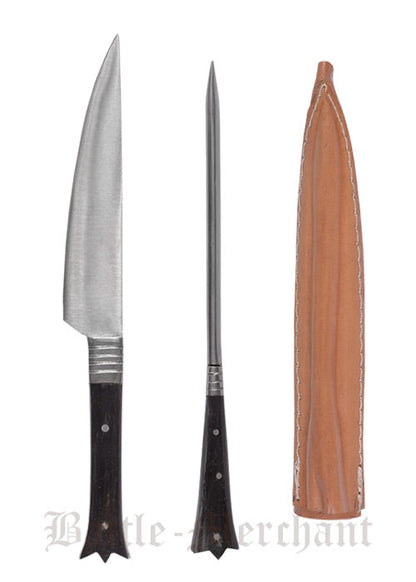 mittelalter essbesteck aus edelstahl inkl lederetui ca 19 cm