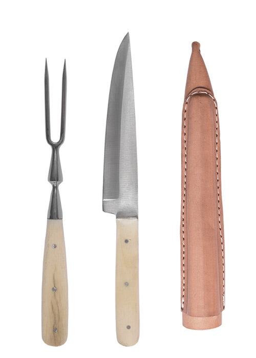 mittelalter essbesteck aus edelstahl inkl lederetui ca 23 cm