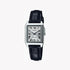 Casio Damen Analog Quarzuhr mit Metallgehäuse und Lederarmband, schwarzes Zifferblatt