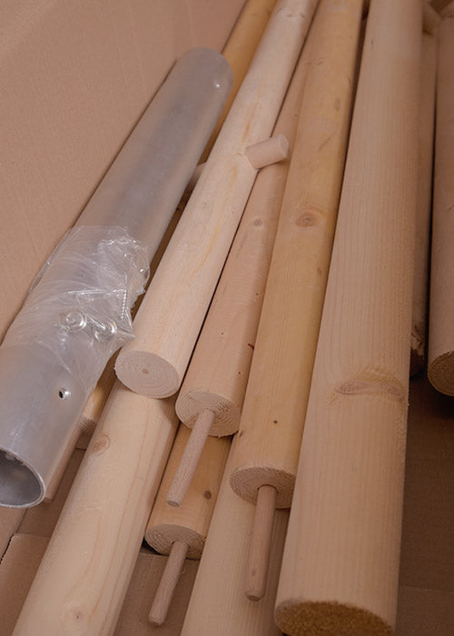 Authentisches Holzstangen Set für Truppenzelt 4,5x3m