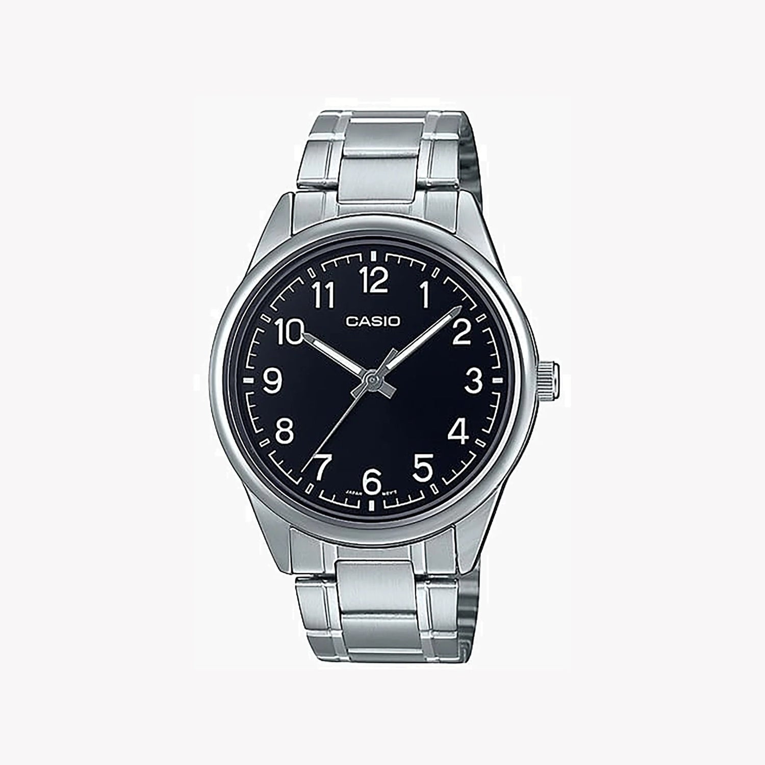 Casio Herren Analog Quarzuhr mit Edelstahlgehäuse und Edelstahlarmband, schwarzes Zifferblatt