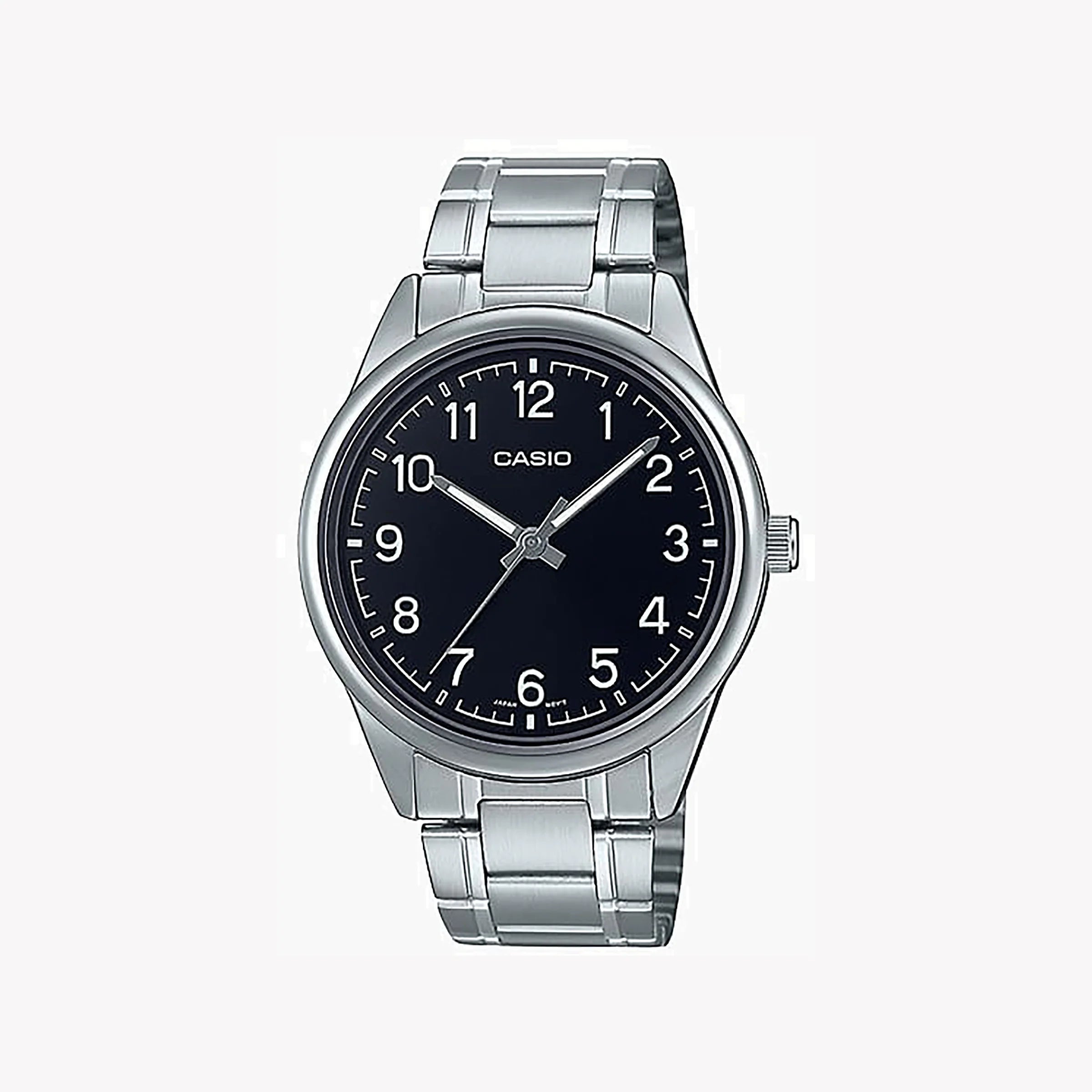 Casio Herren Analog Quarzuhr mit Edelstahlgehäuse und Edelstahlarmband, schwarzes Zifferblatt