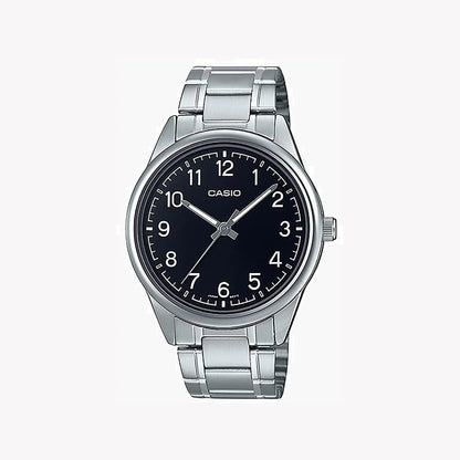 Casio Herren Analog Quarzuhr mit Edelstahlgehäuse und Edelstahlarmband, schwarzes Zifferblatt