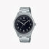 Casio Herren Analog Quarzuhr mit Edelstahlgehäuse und Edelstahlarmband, schwarzes Zifferblatt