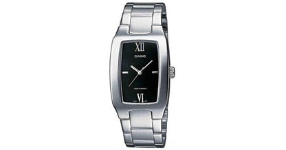 Casio Herren Analog Quarzuhr mit Edelstahlgehäuse und Edelstahlarmband, schwarzes Zifferblatt