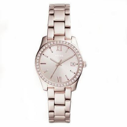 Fossil Scarlette Mini Three Hand Date Pastel Pink Stainless Steel Watch