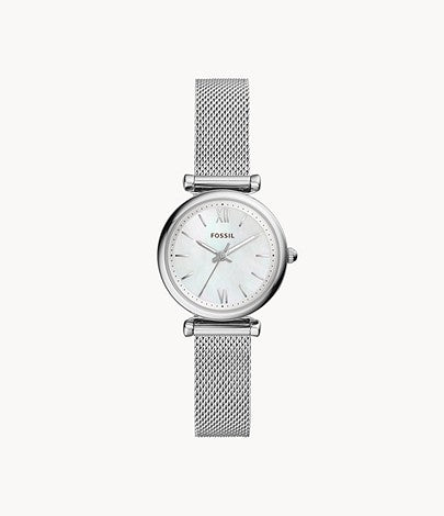 Fossil Carlie Mini Three Hand Stainless Steel Mesh Watch