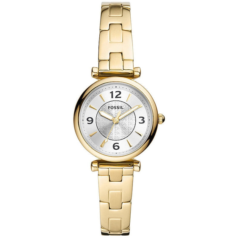 Fossil Carlie Three Hand Gold Tone Stainless Steel Watch