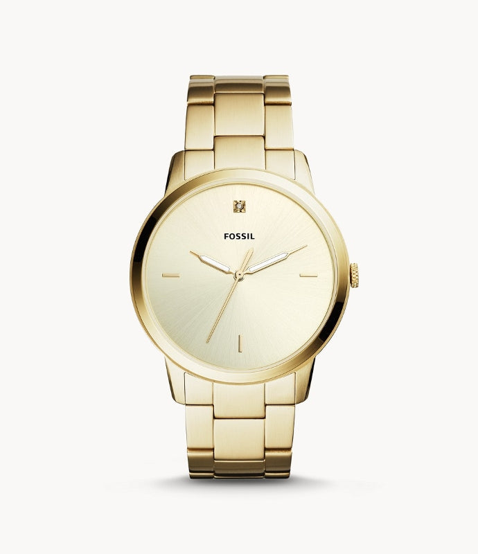 Fossil The Minimalist Three Hand Gold Tone Stainless Steel Watch
