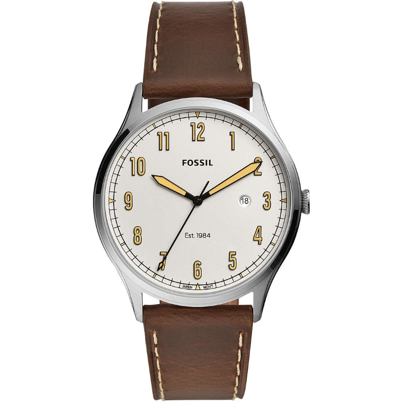 Fossil Forrester Three Hand Cream Dial Brown Leather Watch