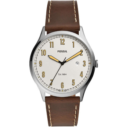 Fossil Forrester Three Hand Cream Dial Brown Leather Watch