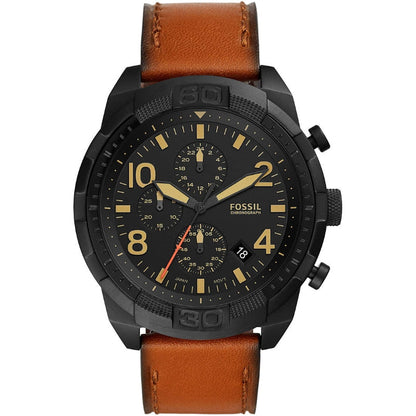 Fossil Bronson Chronograph Black Dial Brown Leather Watch