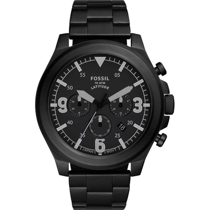 Fossil Latitude Chronograph Black Stainless Steel Watch