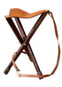 Dreibein Hocker: Holz & Leder rustikal