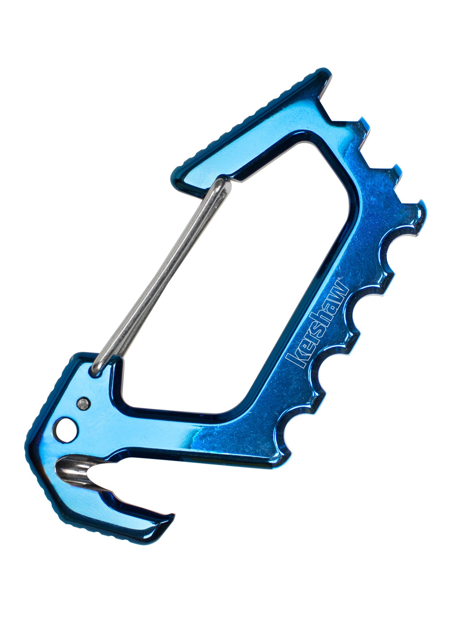 Kershaw Jens Carabiner Blau   EDC Tool mit Gurtschneider