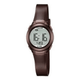 Kleine Digitaluhr aus Kunststoff mit braunem PU-Armband, Stoppuhr, Alarm und Beleuchtung (ca. 27,5 mm)