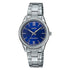 Casio Damen Analog Quarzuhr mit Edelstahlgehäuse und Edelstahlarmband, blaues Zifferblatt