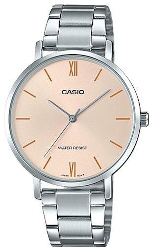 Casio Enticer Ladies Rose Dial Steel Watch